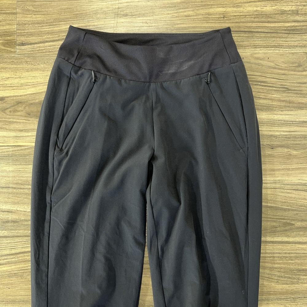 Athletic Joggers Womens 0 Black High Rise Cuffed Pockets Yoga Athletic - Picture 2 of 5